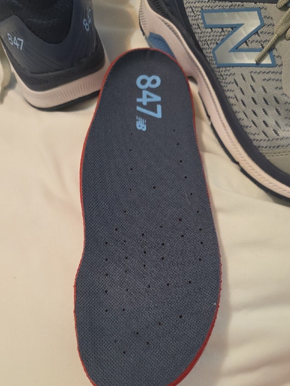 Womens New Balance Light Blue & Gray Athletic Sneakers - Picture 9 of 10